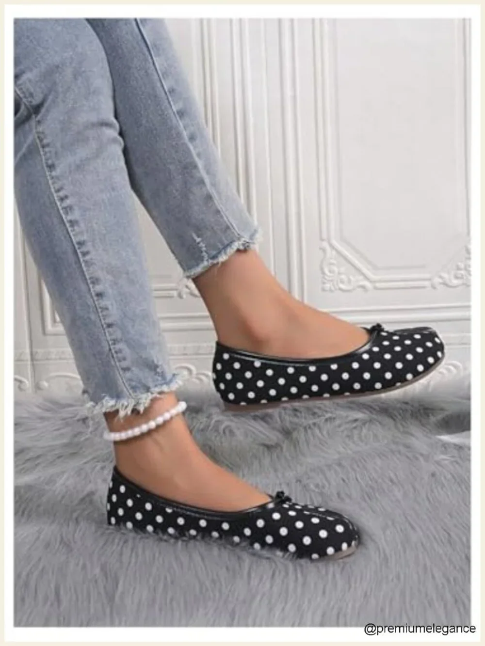 Polka Dots Ballet Flats Split Round Toe Dressy Flat Shoes